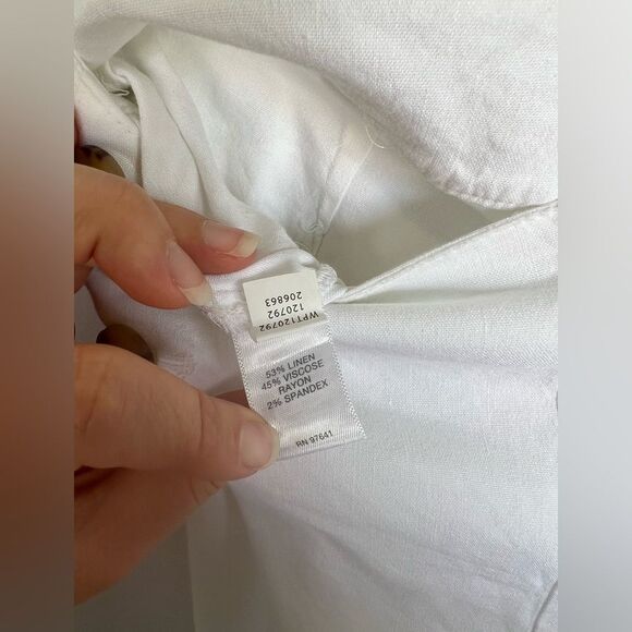 J. Jill nautical Sailor Button Wide Leg Cropped Pant 10 linen blend beachy - Picture 7 of 8